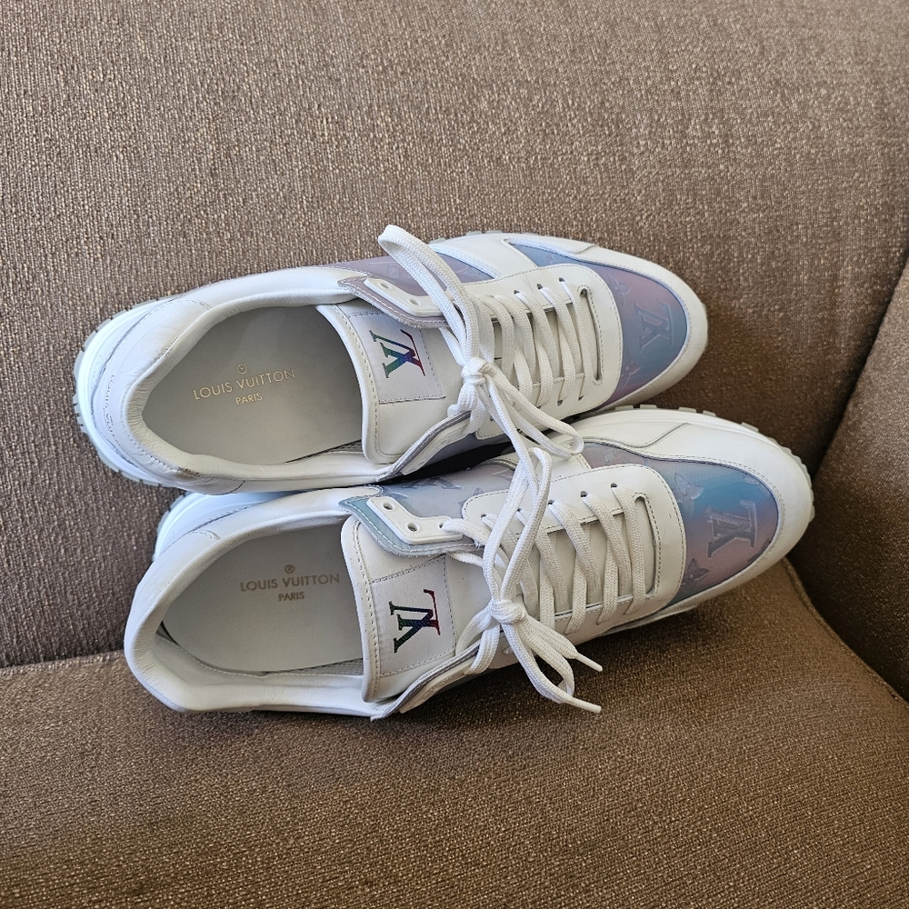 Louis Vuitton White/Iridescent Leather  & PVC Run Away Sneakers UK 9.5/US 10.5 - Picture 14 of 16